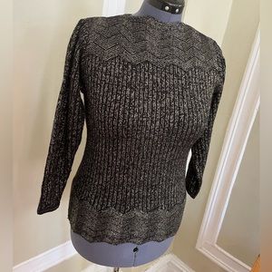 Shiny Chevron Black and Gold Knitting Party Sweater by K.MNTONS